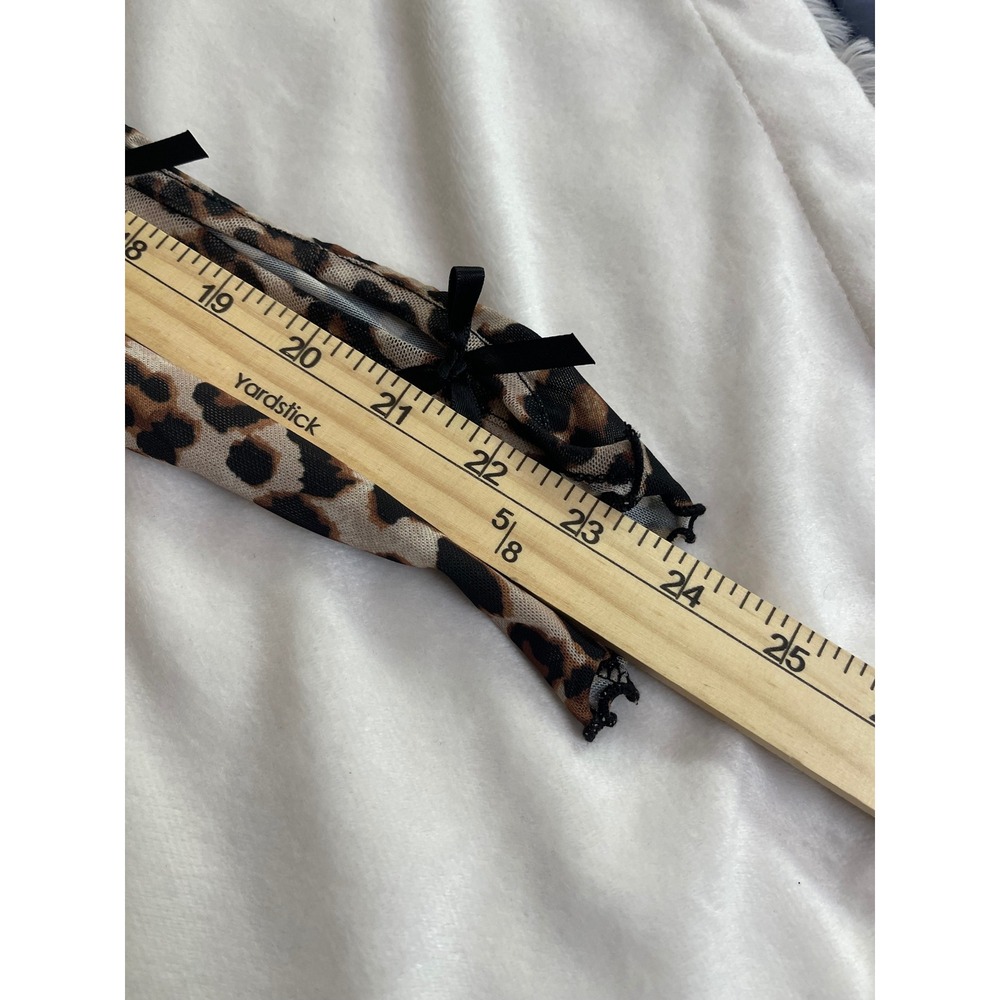 Full Tilt Leopard Mesh Top Long Sleeve Bow Cold Shoulder Brown Animal Print S - Picture 6 of 9